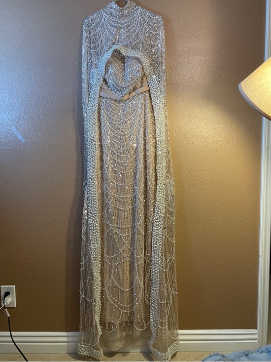 Dresses & Skirts - Beaded Cape Gown in Champagne